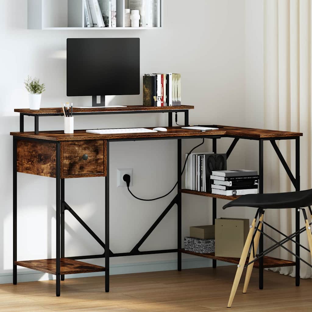 vidaXL Schreibtisch Räuchereiche 120 x 79 x 86.5 cm Holzwerkstoff