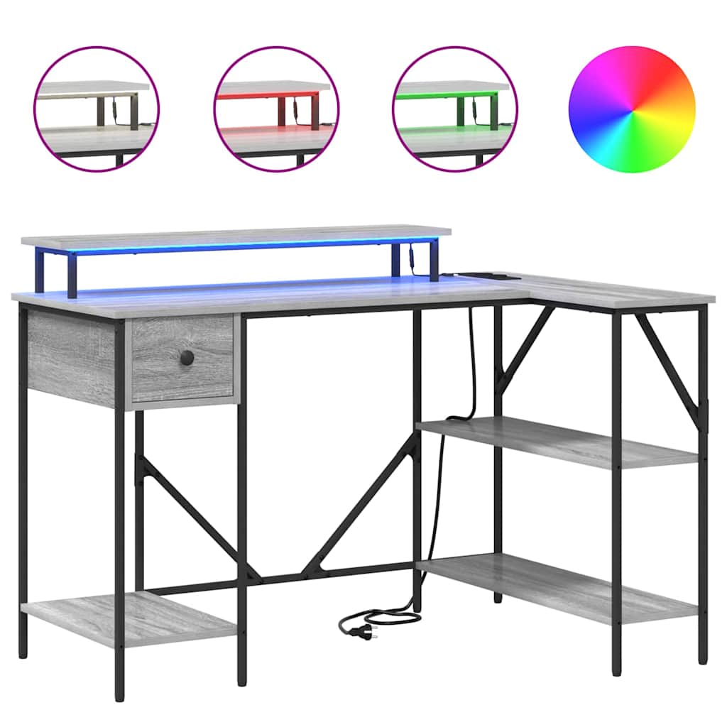 vidaXL Schreibtisch Grau Sonoma 120 x 79 x 86.5 cm Holzwerkstoff - Image 4