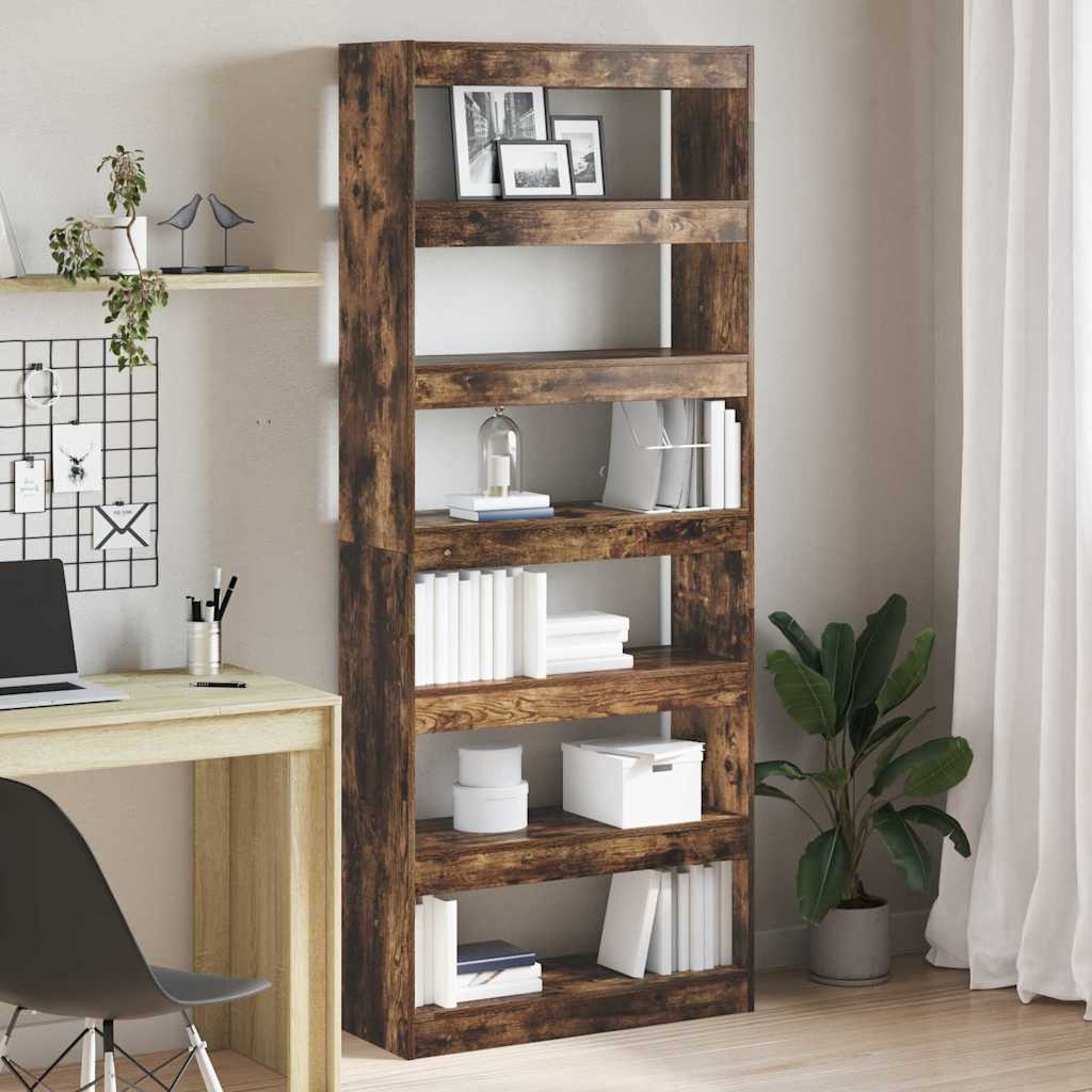 vidaXL Bücherregal Räuchereiche 80 x 30 x 198 cm Holzwerkstoff