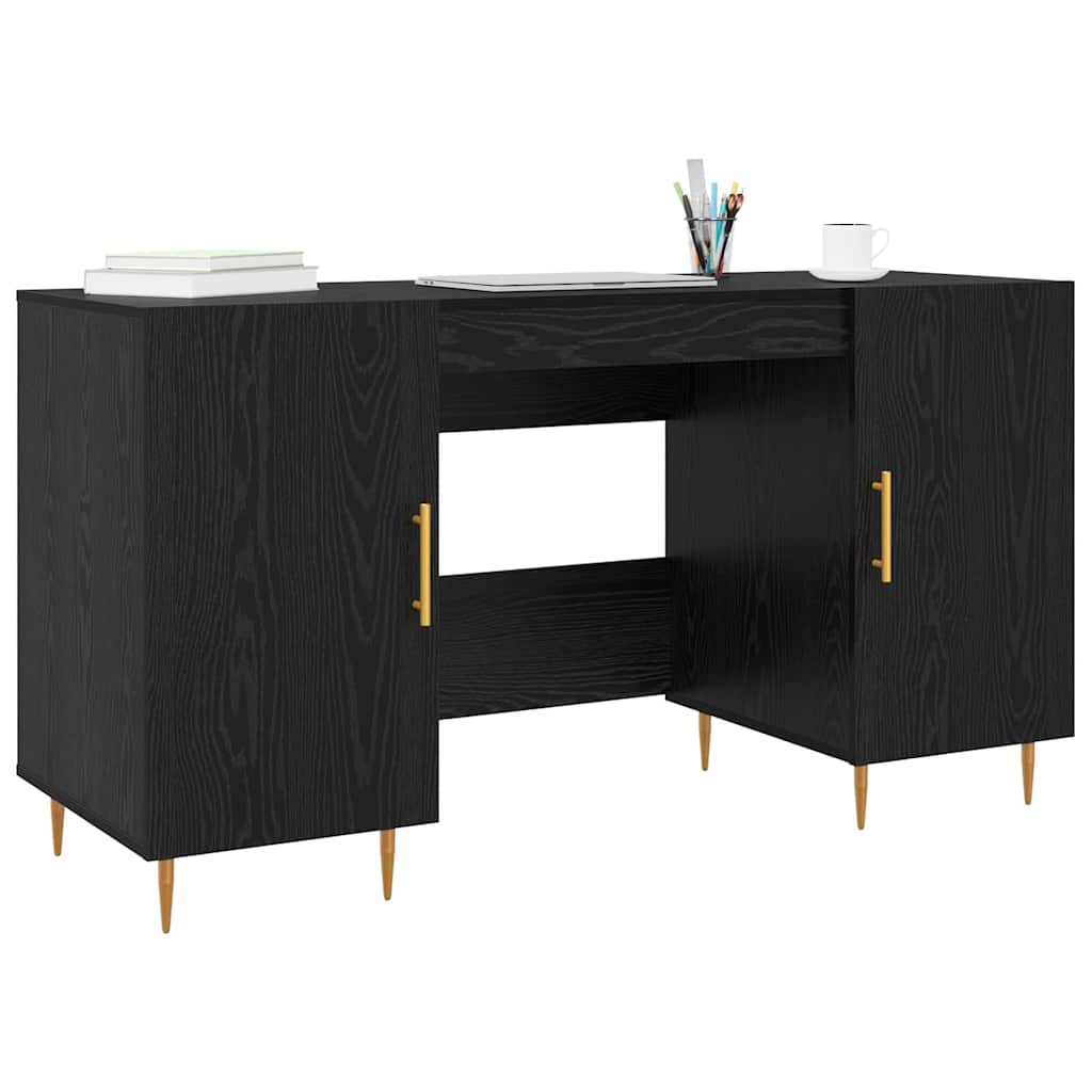 vidaXL Schreibtisch mit Regal Schwarz Eichen-Optik 140 x 50 x 75 cm - Image 3