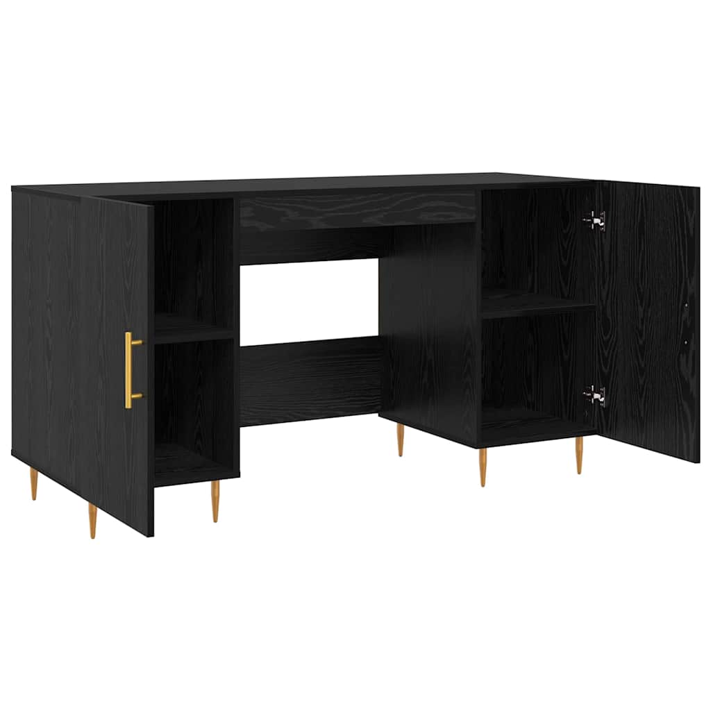 vidaXL Schreibtisch mit Regal Schwarz Eichen-Optik 140 x 50 x 75 cm - Image 5