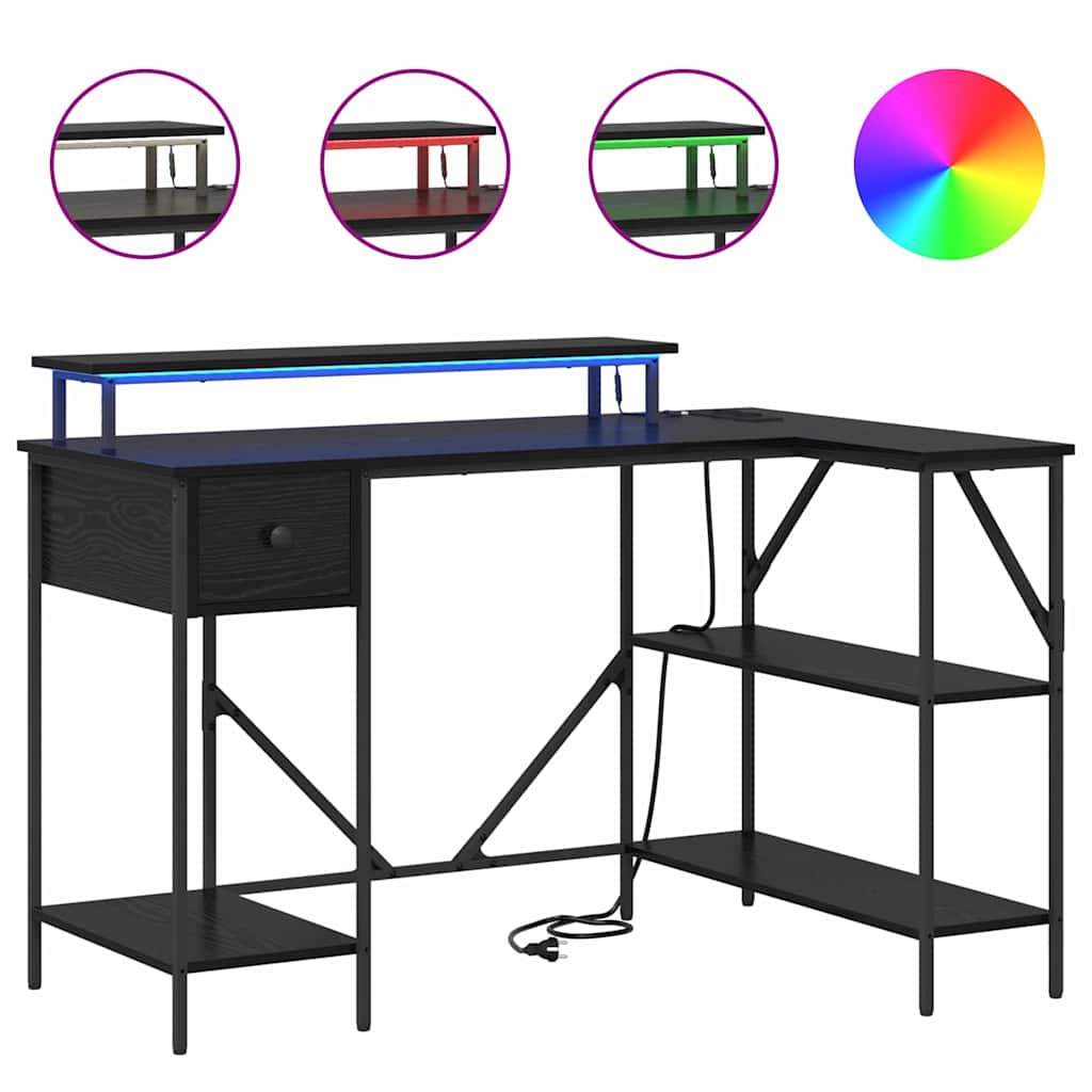 vidaXL Schreibtisch mit Regal Schwarz Eichen-Optik 120 x 79 x 86.5 cm - Image 4