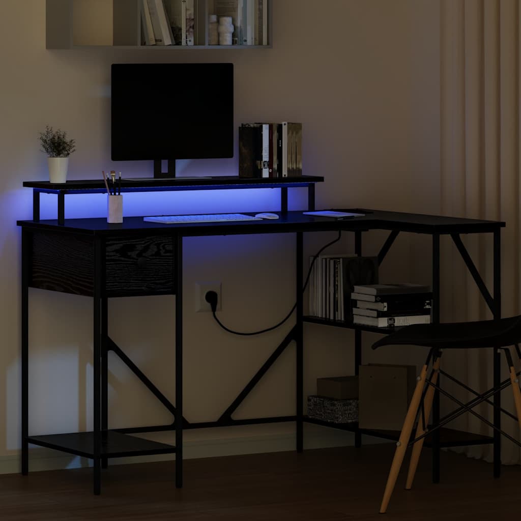 vidaXL Schreibtisch mit Regal Schwarz Eichen-Optik 120 x 79 x 86.5 cm - Image 5