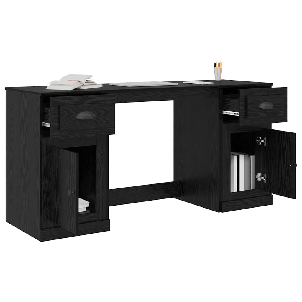 Scrivania Con Armadietto Rovere Nero 154,5 X 50 X 75 cm - Image 4