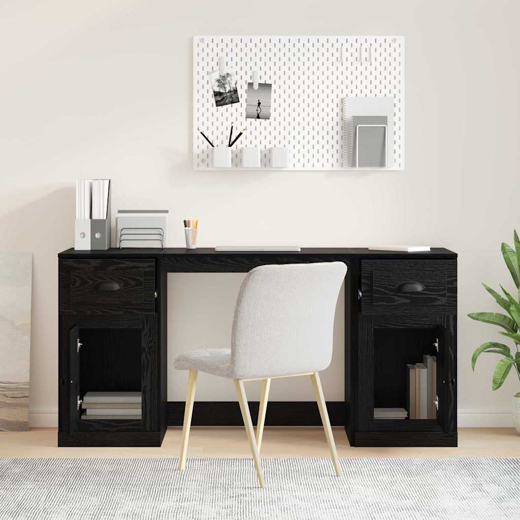 Scrivania Con Armadietto Rovere Nero 154,5 X 50 X 75 cm - Image 5