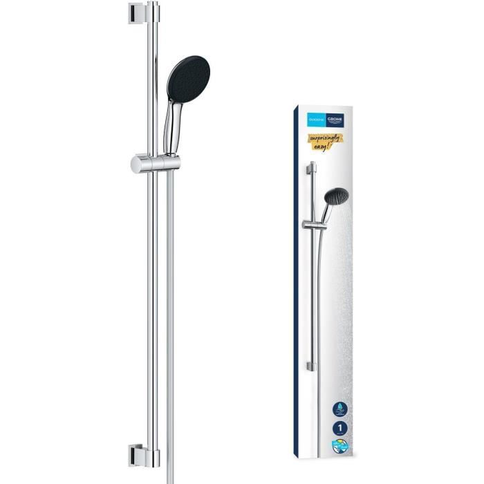 Set Doccia Con Soffione 1 Getto, Asta 90 Cm E Flessibile - Grohe Vitalio Start 110 26953001 - Risparmio Idrico - Cromo