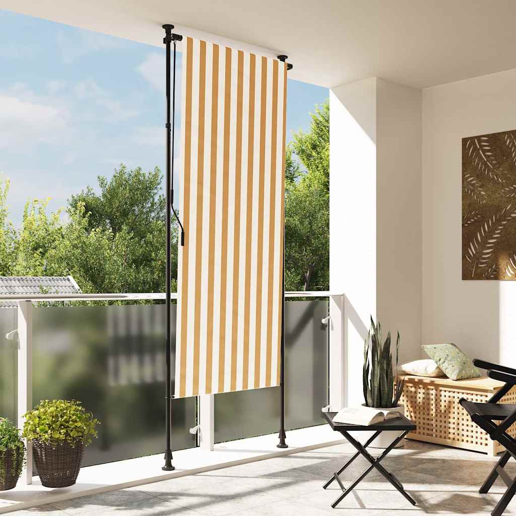 Tenda A Rullo Esterno Arancio Bianca 100x270cm Tessuto Acciaio