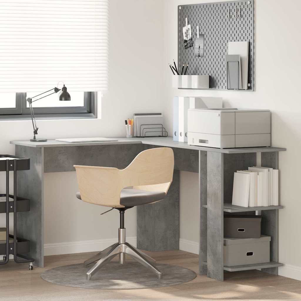 Scrivania Ad Angolo Grigio Cemento 140 X 113,5 X 75 cm