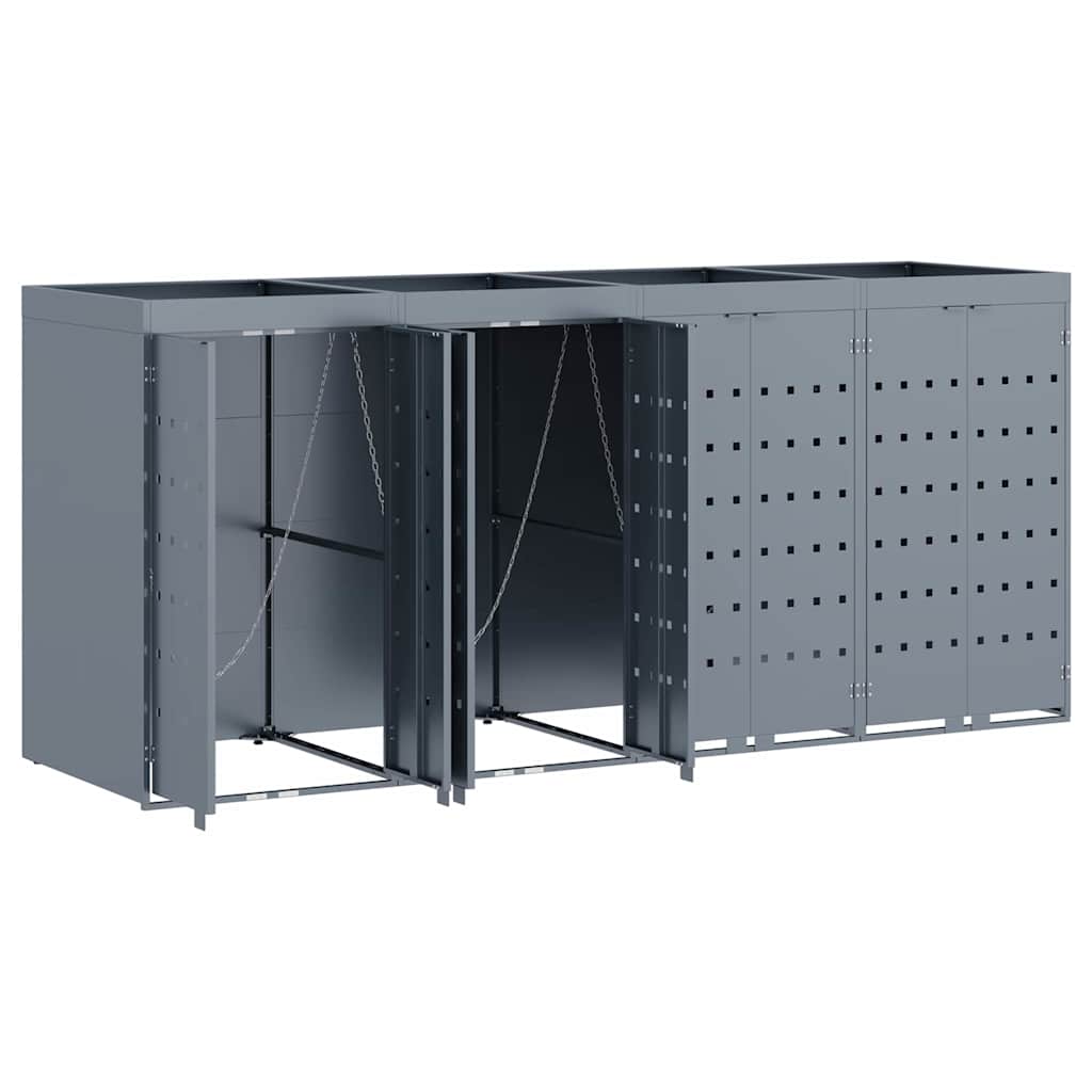 Contenitore Per Rifiuti Per 4 Bidoni Grigio Chiaro - Image 6