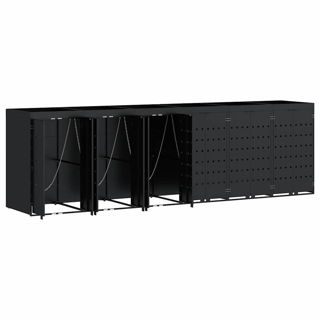 Contenitore Per Rifiuti Per 6 Bidoni Nero 408 X 77,5 X 121,5 cm - Image 6