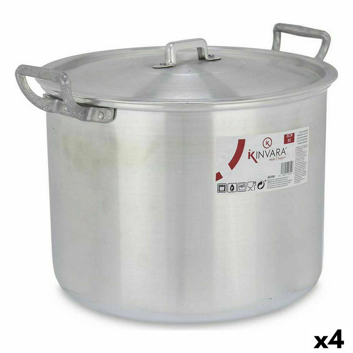 Pentola Con Coperchio Kinvara Argentato Alluminio 35,5 X 24 X 28 Cm (4 Unità)