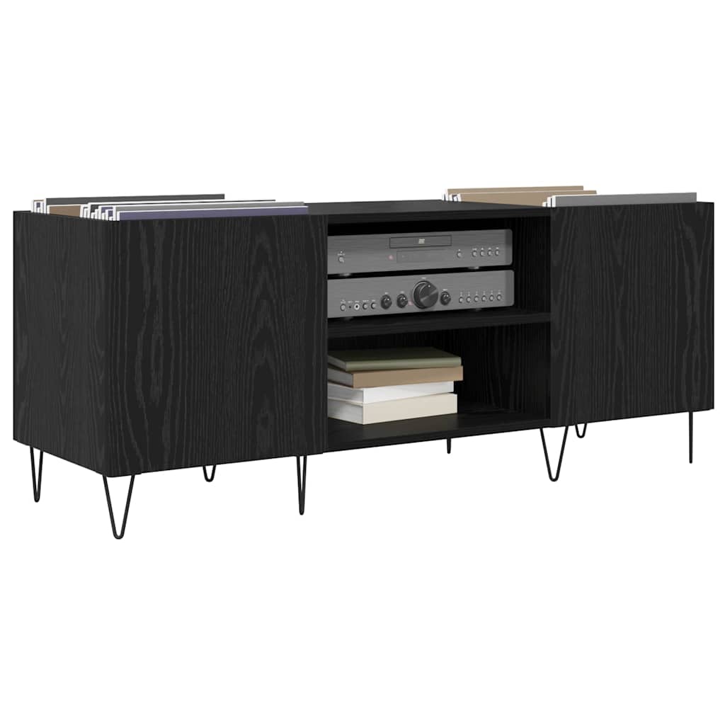 vidaXL Mueble para discos de vinilo Roble Negro 121 x 38 x 48 cm - Image 3