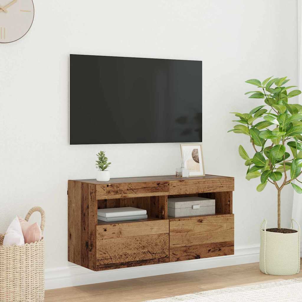 vidaXL Mueble de TV Montado en la Pared Madera Vieja 80 x 30 x 40 cm
