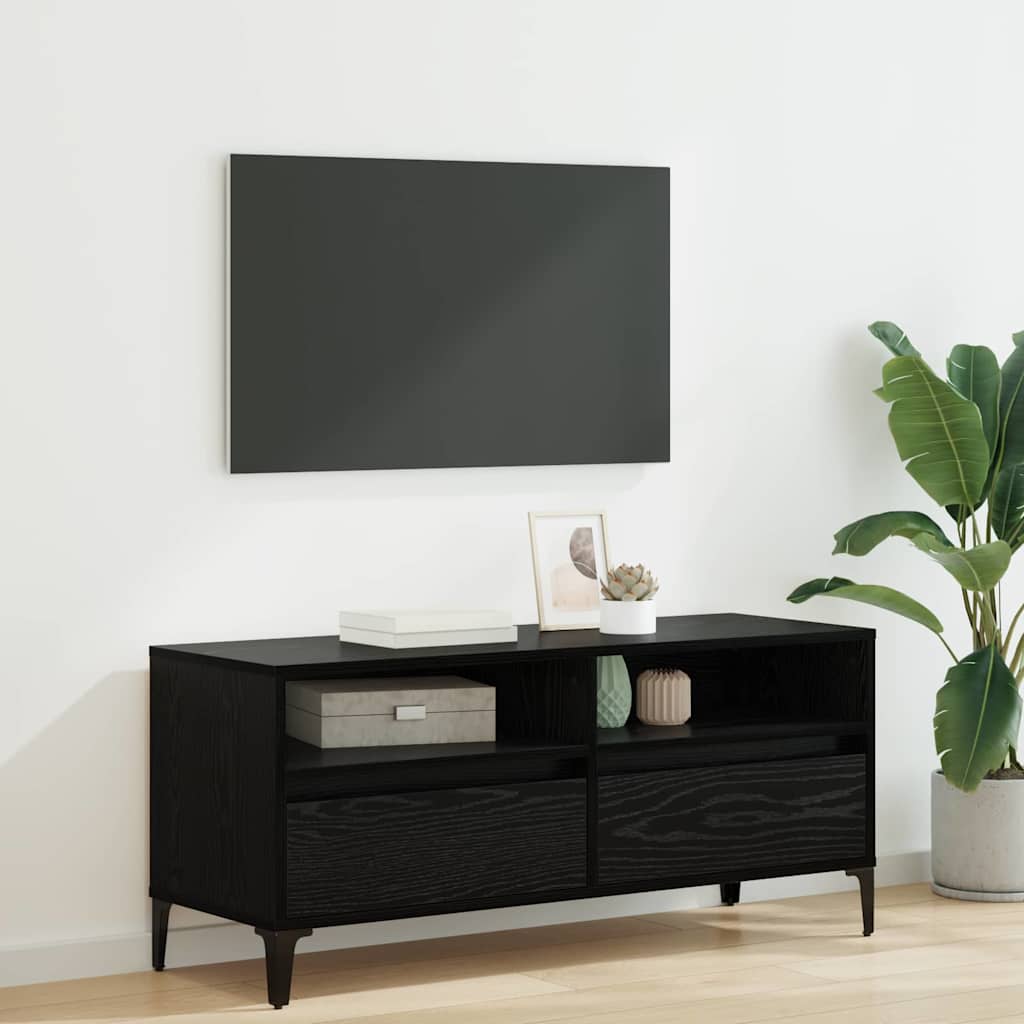 vidaXL Gabinete de TV con cajón Roble Negro 100 x 34,5 x 44,5 cm