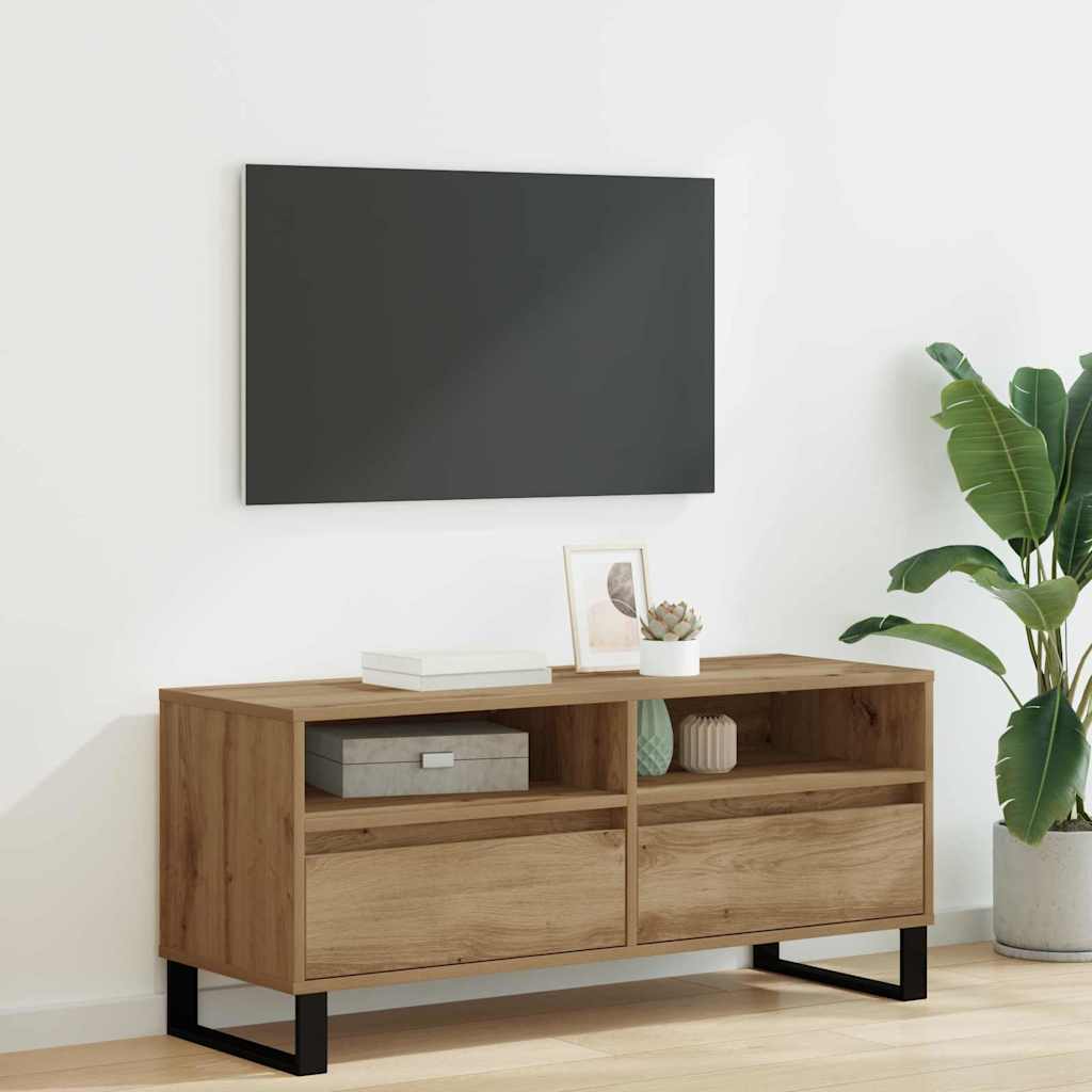 vidaXL Gabinete de TV con cajón Roble artesanal 100 x 34,5 x 44,5 cm