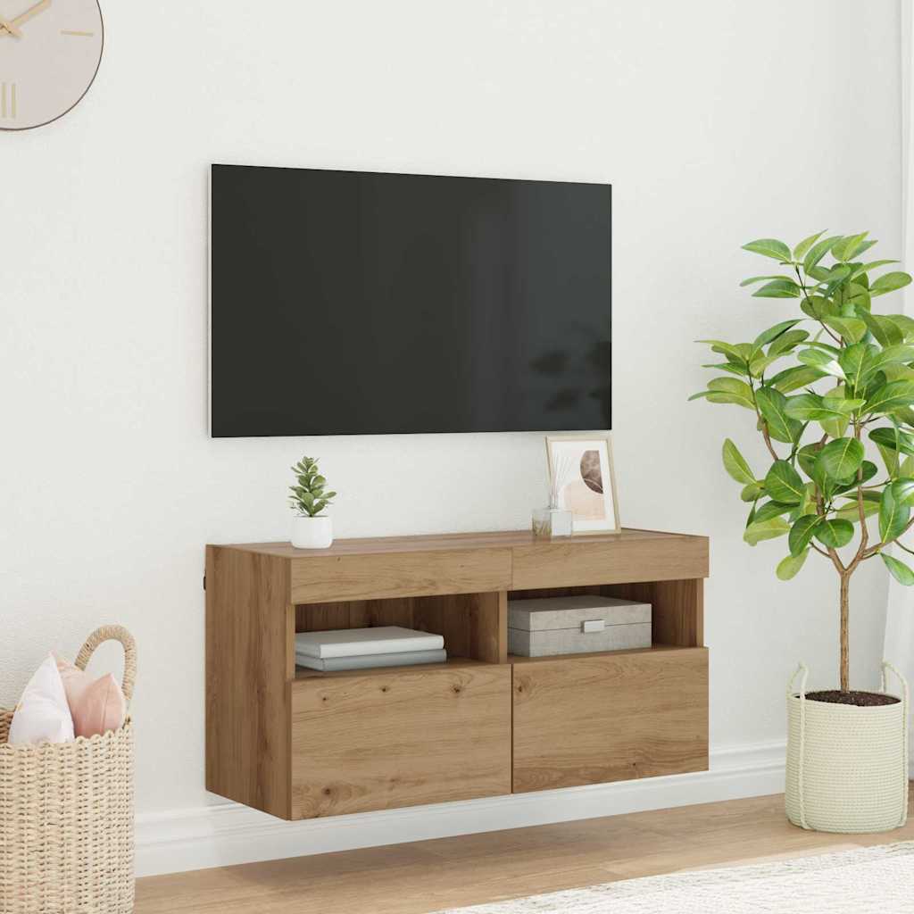 vidaXL Mueble de TV Montado en la Pared Roble artesanal