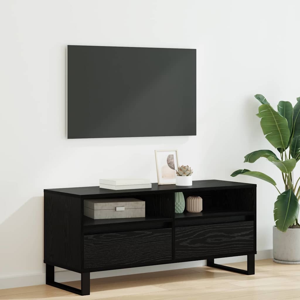 vidaXL Gabinete de TV con cajón Roble Negro 100 x 34,5 x 44,5 cm