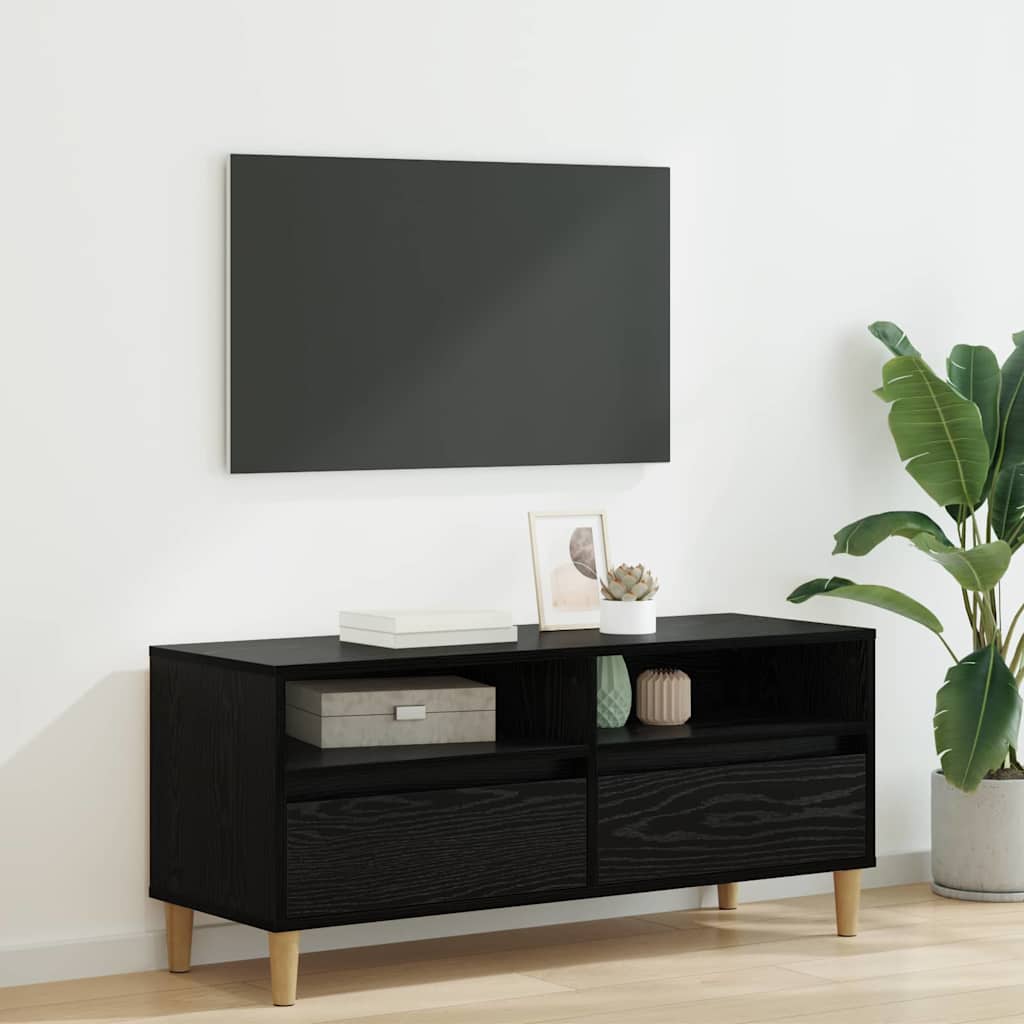 vidaXL Gabinete de TV con cajón Roble Negro 100 x 34,5 x 44,5 cm