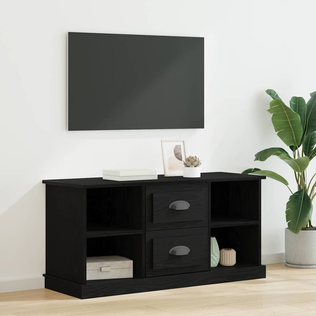vidaXL Gabinete de TV con cajón Roble Negro 99,5 x 35,5 x 48 cm