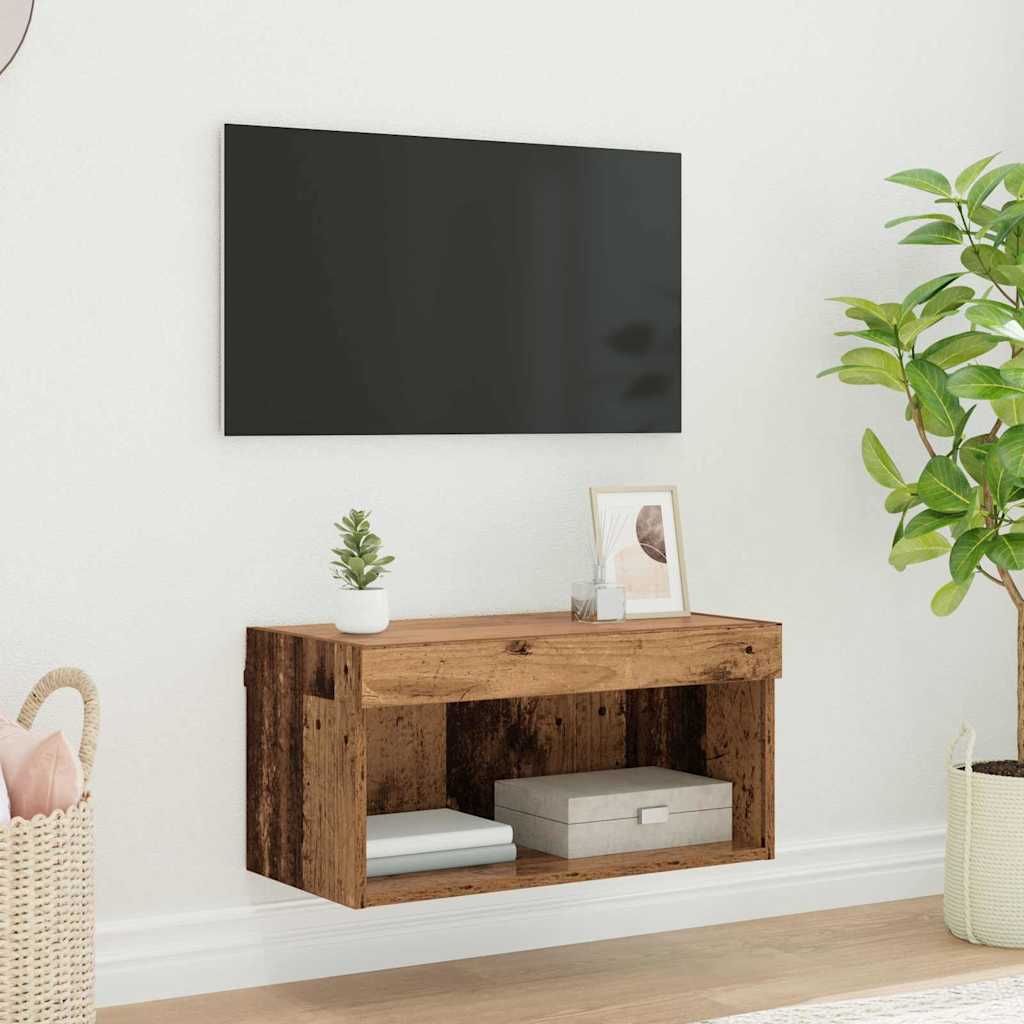 vidaXL Gabinete de TV Montaje en la pared Madera Vieja 60 x 30 x 30 cm
