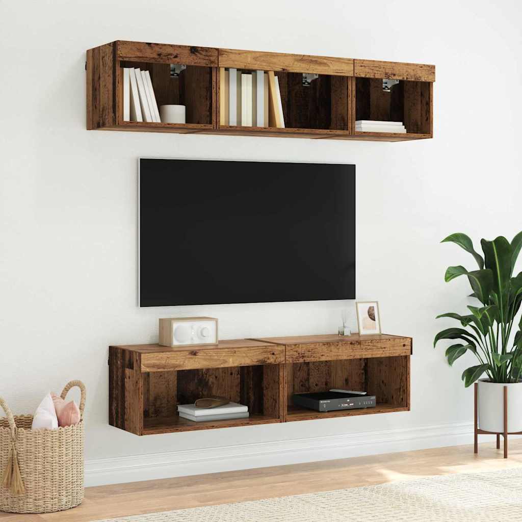 vidaXL Gabinete de TV Montaje en la pared Madera Vieja 60 x 30 x 30 cm - Image 6