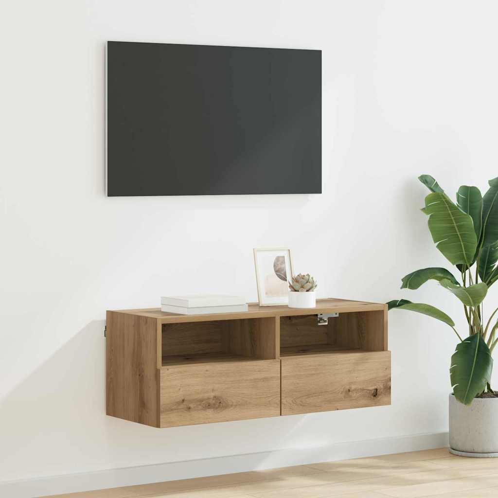 vidaXL Mueble de TV Montado en la Pared Roble artesanal