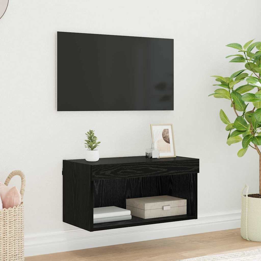 vidaXL Gabinete de TV Roble Negro 60 x 30 x 30 cm Madera contrachapada