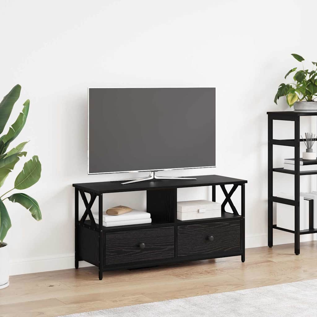 vidaXL Gabinete de TV con cajón Roble Negro 90 x 33 x 45 cm