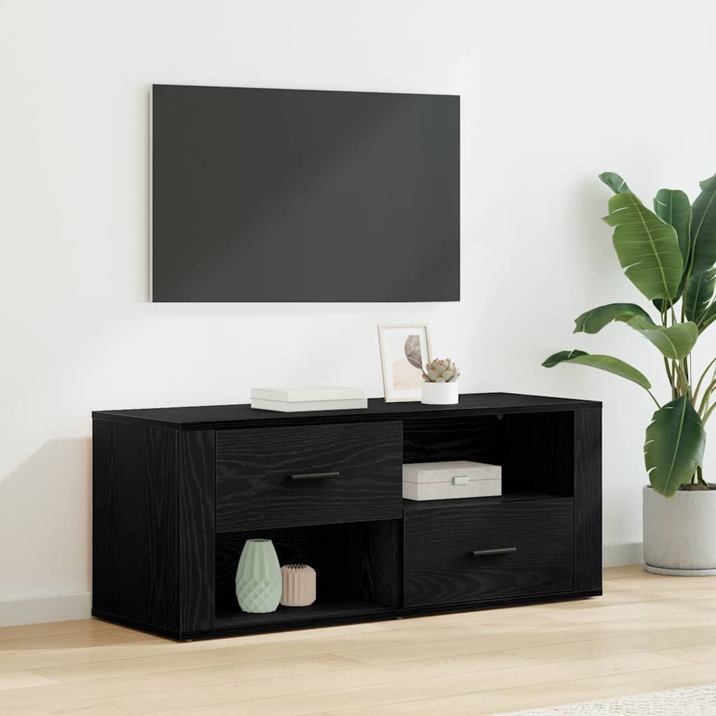 vidaXL Gabinete de TV con cajón Roble Negro 100 x 35 x 40 cm