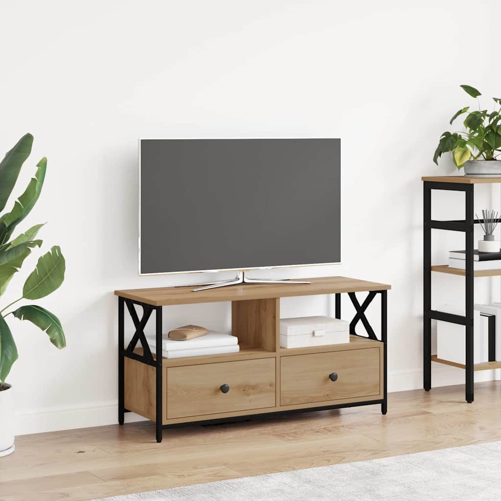 vidaXL Gabinete de TV con cajón Roble artesanal 90 x 33 x 45 cm