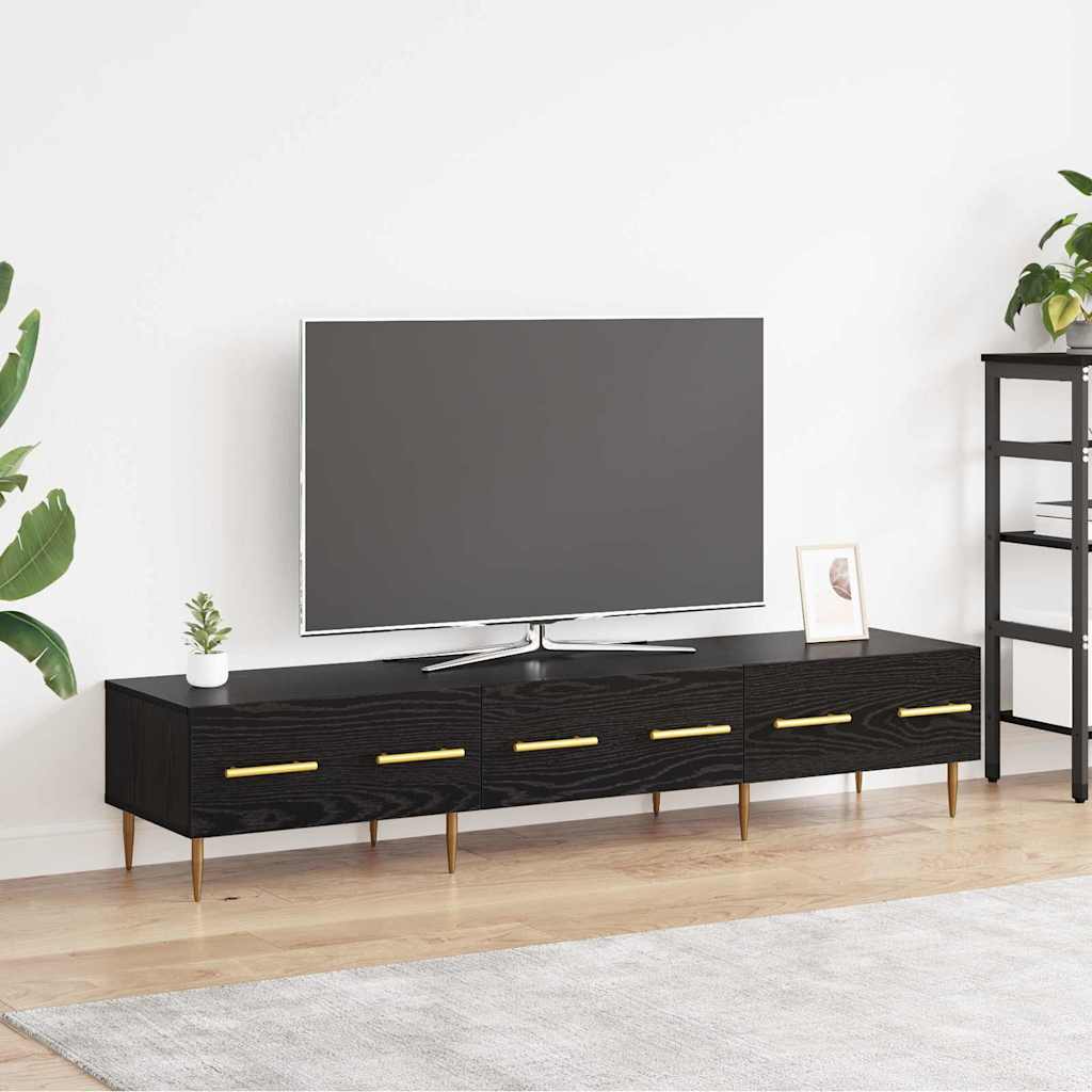vidaXL Gabinete de TV con cajón Roble Negro 150 x 36 x 30 cm