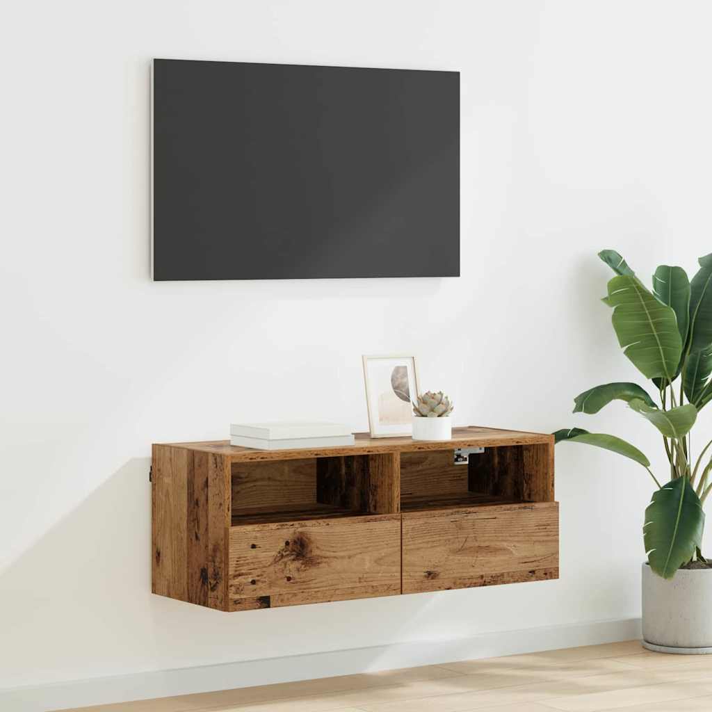 vidaXL Mueble de TV Montado en la Pared Madera Vieja 80 x 30 x 30 cm