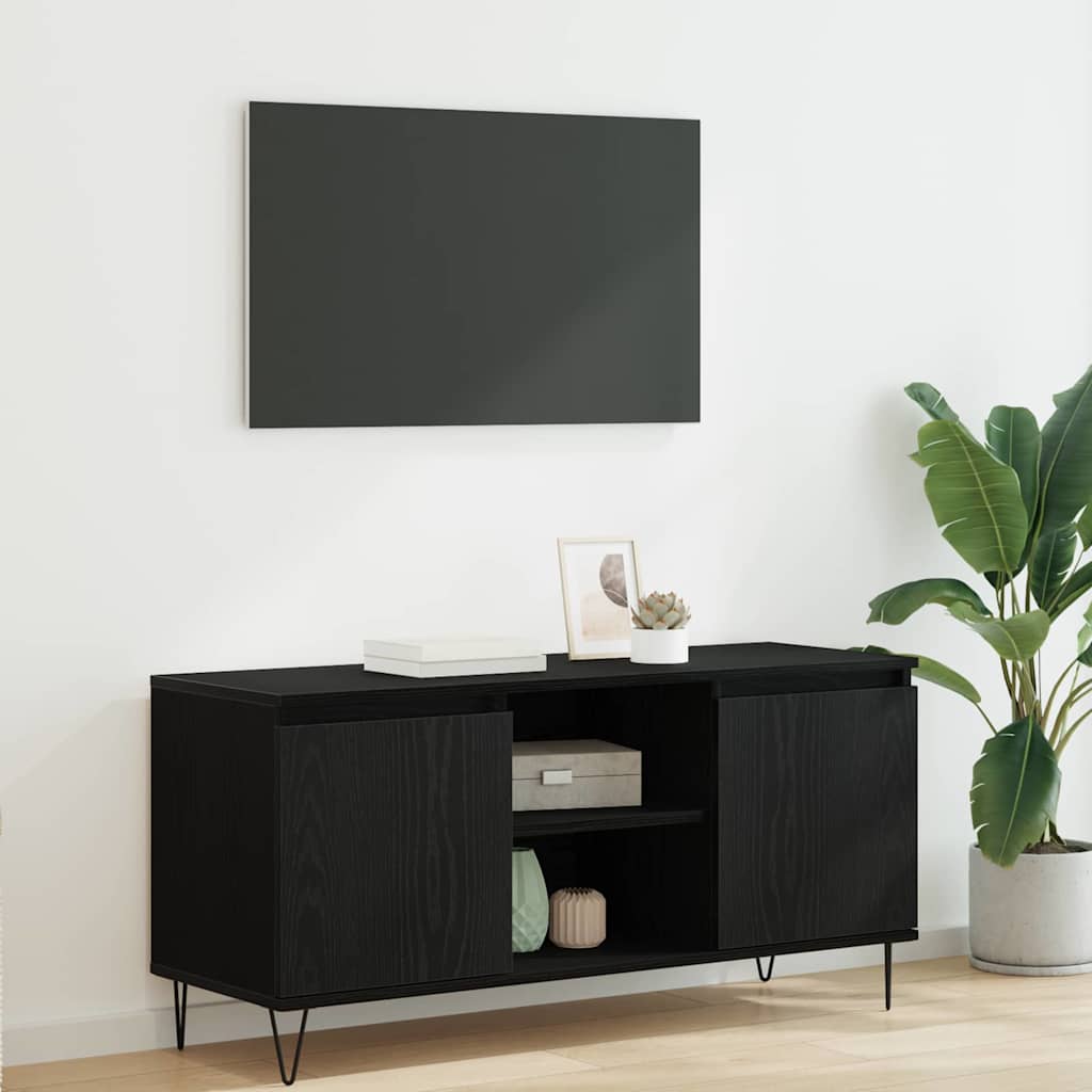 vidaXL Gabinete de TV Roble Negro 104 x 35 x 50 cm