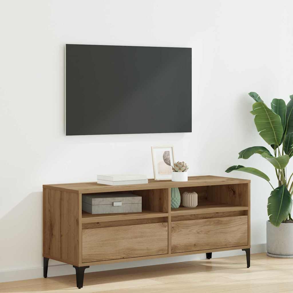 vidaXL Gabinete de TV con cajón Roble artesanal 100 x 34,5 x 44,5 cm
