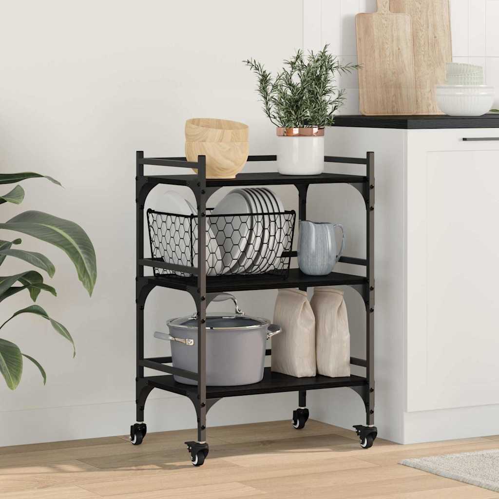 vidaXL Küchentrolley Schwarz Eichen-Optik 50 x 35 x 75,5 cm