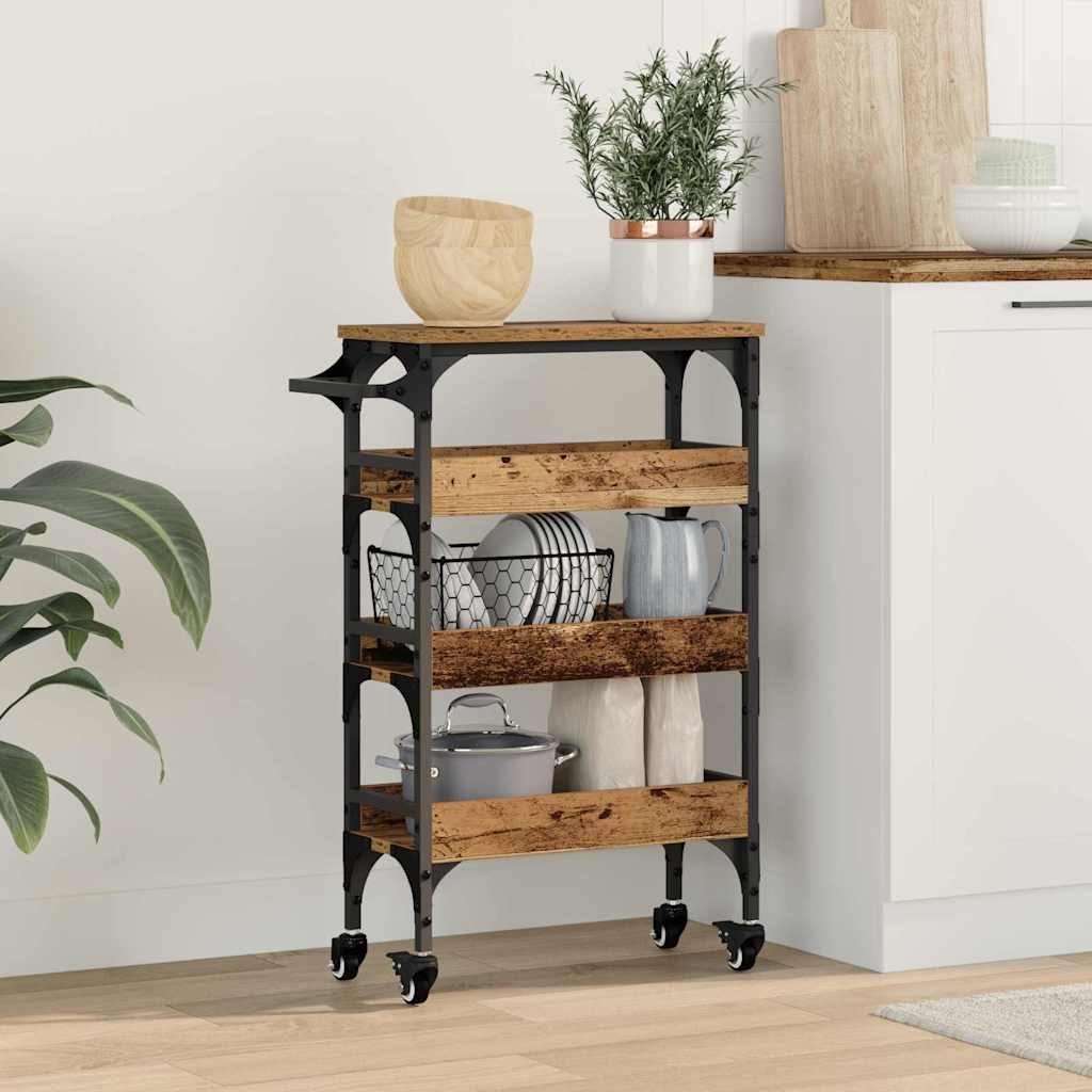 vidaXL Küchentrolley Altholz 53 x 20 x 76 cm Holzwerkstoff