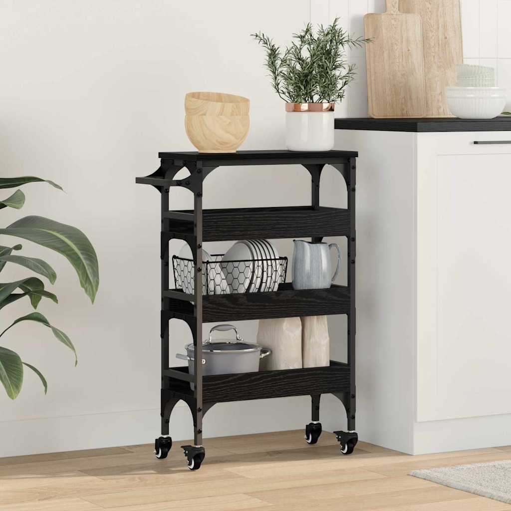 vidaXL Küchentrolley Schwarz Eichen-Optik 53 x 20 x 76 cm