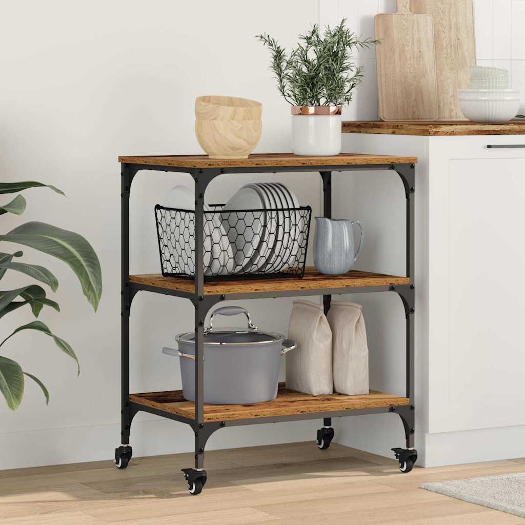 vidaXL Küchentrolley Altholz 60 x 41 x 76 cm Holzwerkstoff