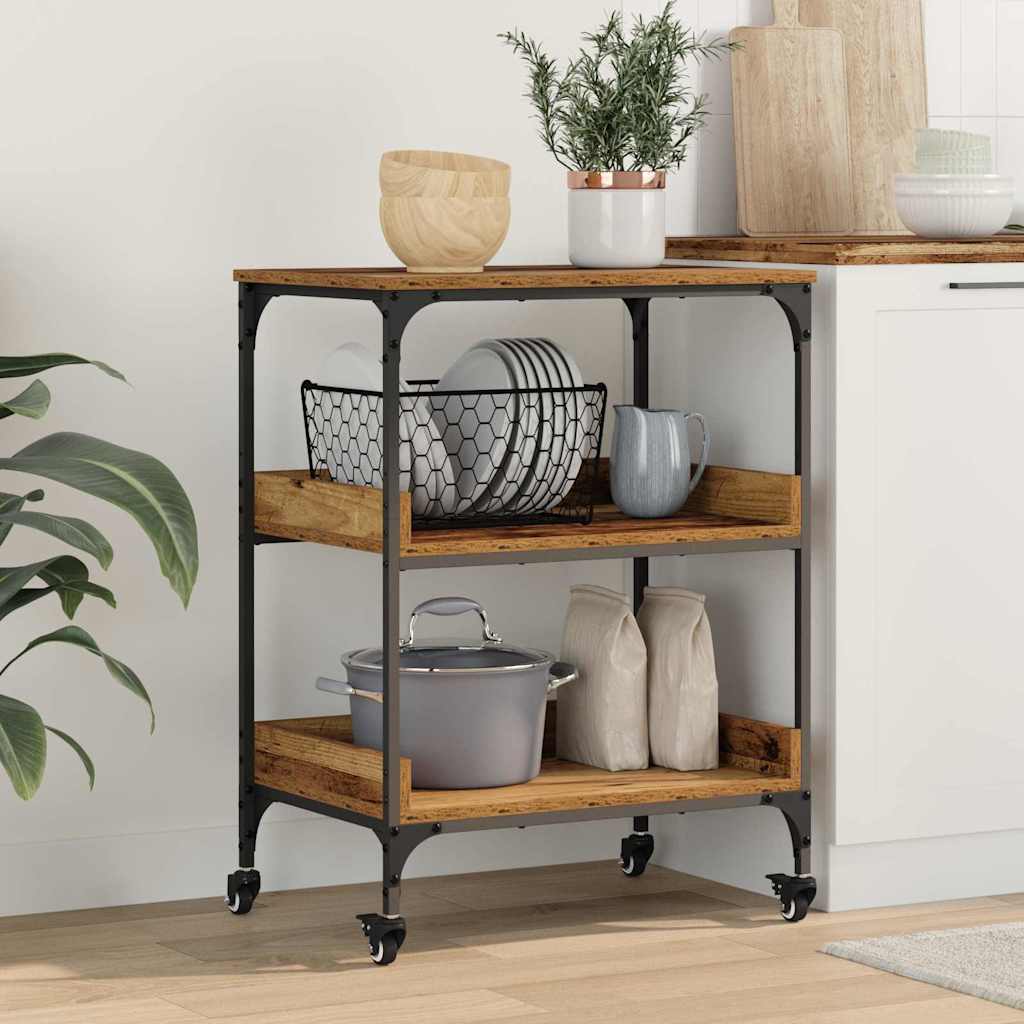 vidaXL Küchentrolley Altholz 60 x 41 x 80,5 cm Holzwerkstoff