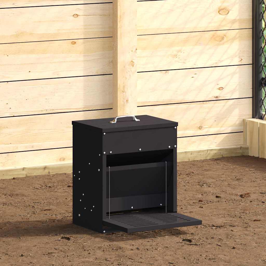 vidaXL Hühnertretfeeder Schwarz 33 x 42 x 40 cm Kaltgewalzter Stahl