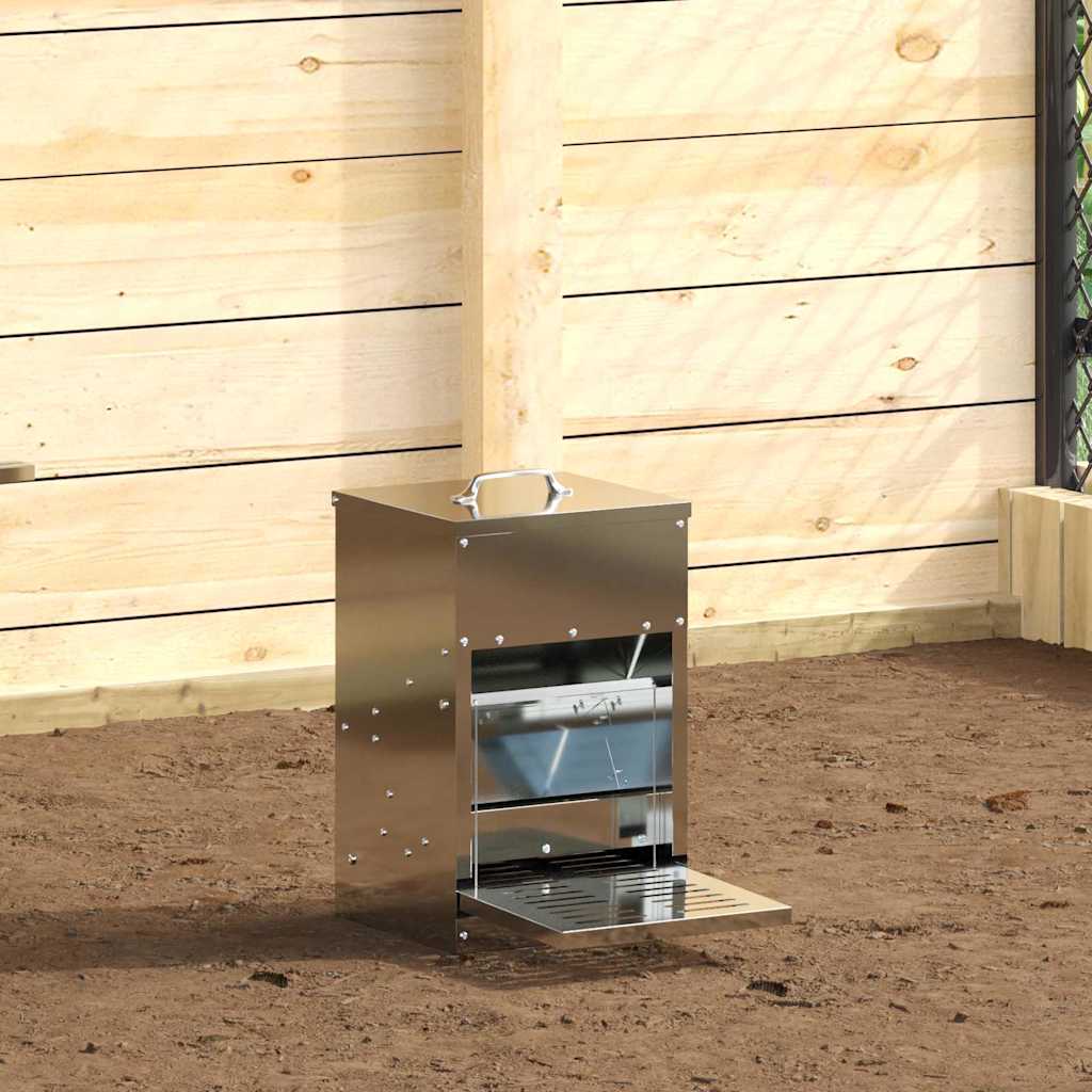 vidaXL Hühnertretfeeder Silber 25 x 42 x 40 cm Verzinkter Stahl