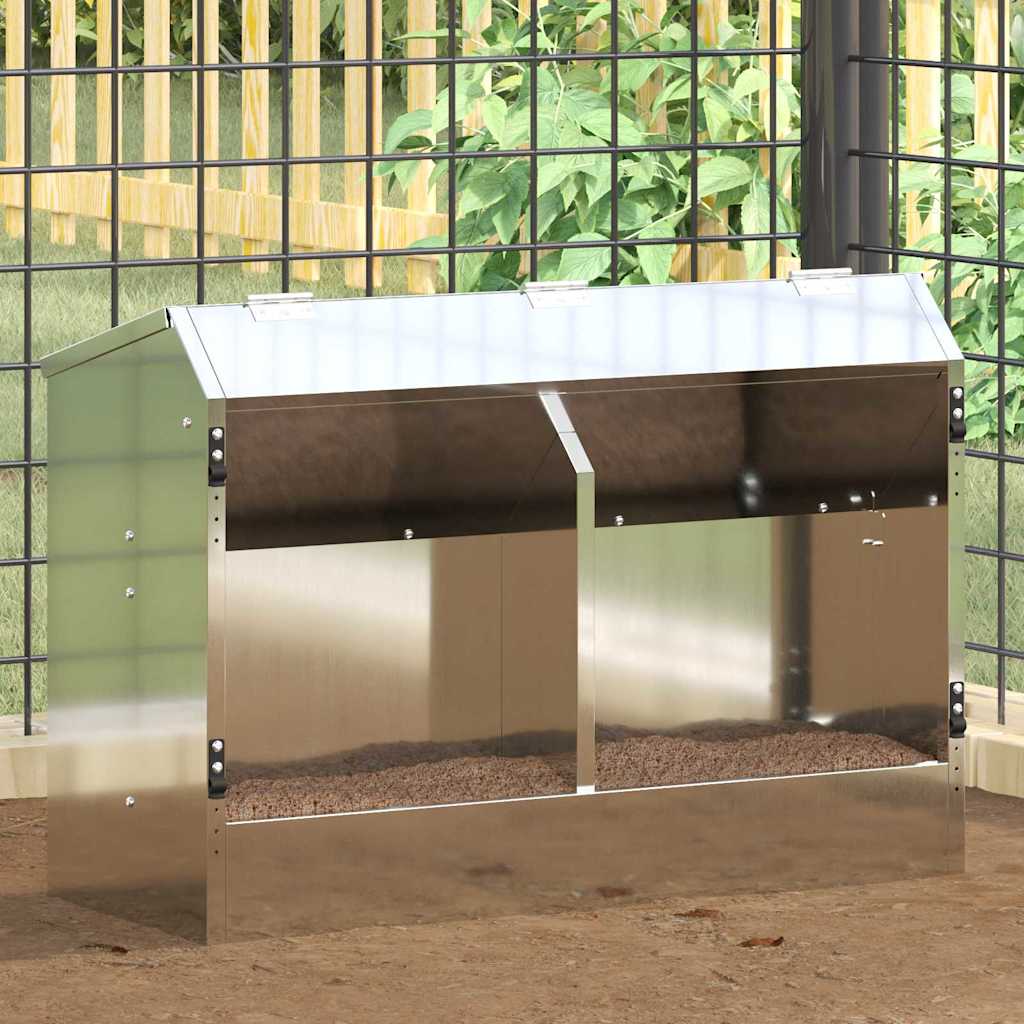 vidaXL Kaninchenfütterer Silber 64,5 x 25,5 x 45,5 cm Verzinkter Stahl