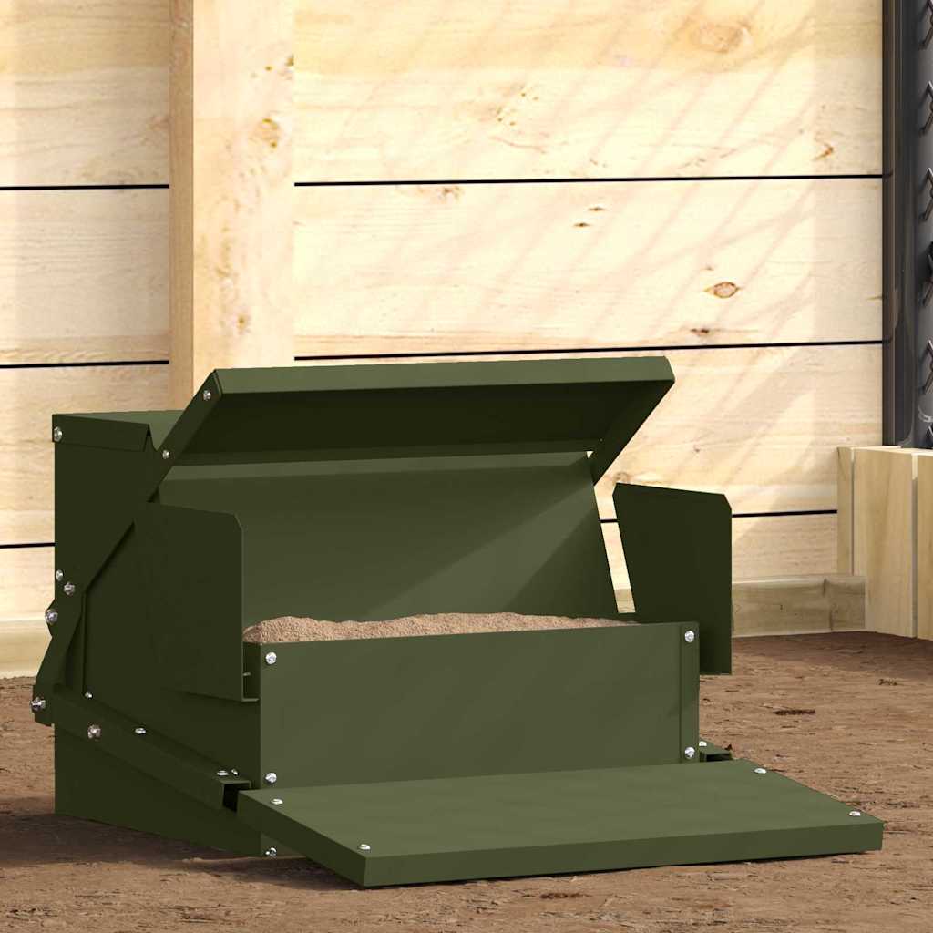 vidaXL Hühnertretfeeder Olive Grün 50 x 40 x 29 cm Kaltgewalzter Stahl