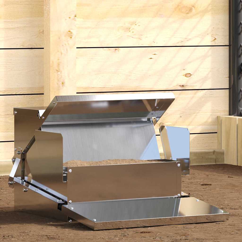 vidaXL Hühnertretfeeder Silber 50 x 40 x 29 cm Verzinkter Stahl