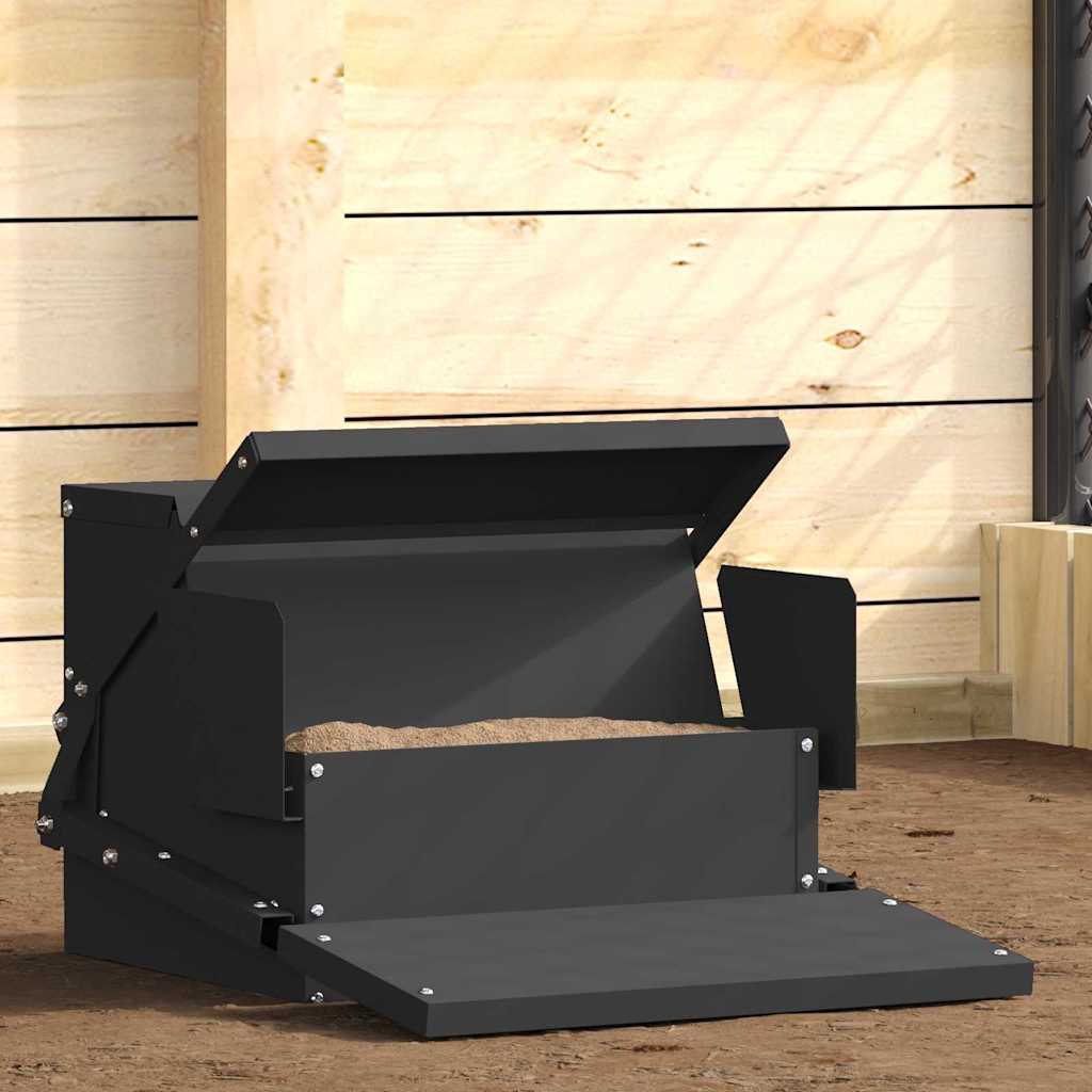 vidaXL Hühnertretfeeder Schwarz 50 x 40 x 29 cm Kaltgewalzter Stahl
