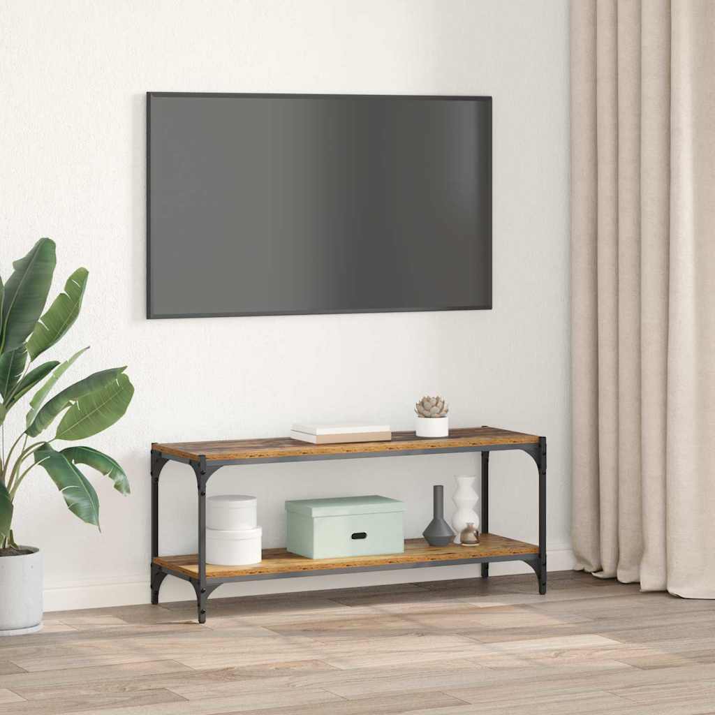 vidaXL TV-Schränk Altholz 100x33x41cm Verbundholz und Eisen - Image 4