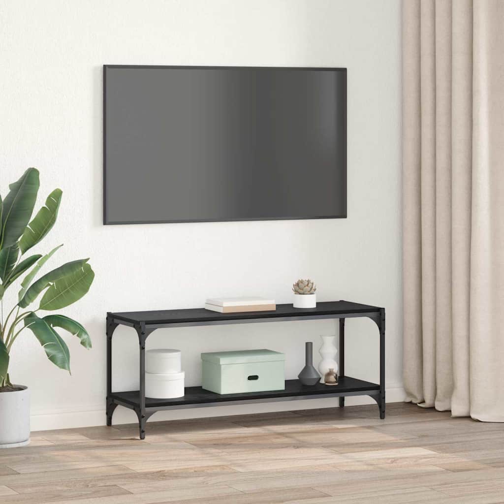 vidaXL TV-Schränk Schwarz Eichen-Optik 100x33x41cm - Image 4