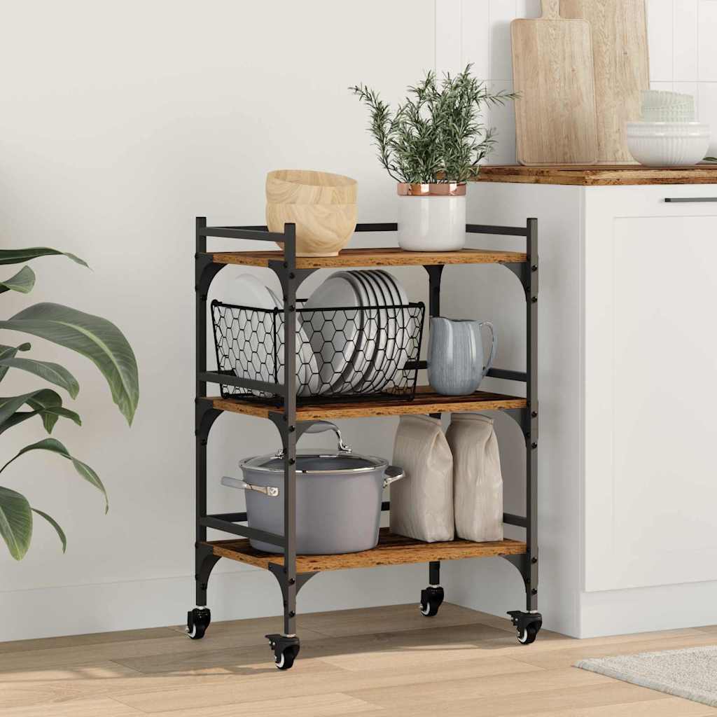 vidaXL Küchentrolley Altholz 50 x 35 x 75,5 cm Holzwerkstoff