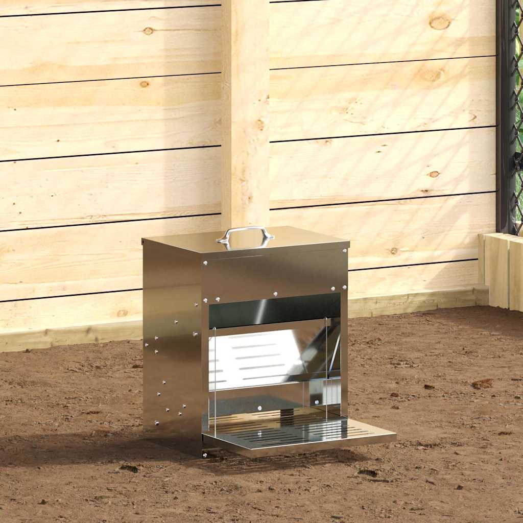 vidaXL Hühnertretfeeder Silber 33 x 42 x 40 cm Verzinkter Stahl