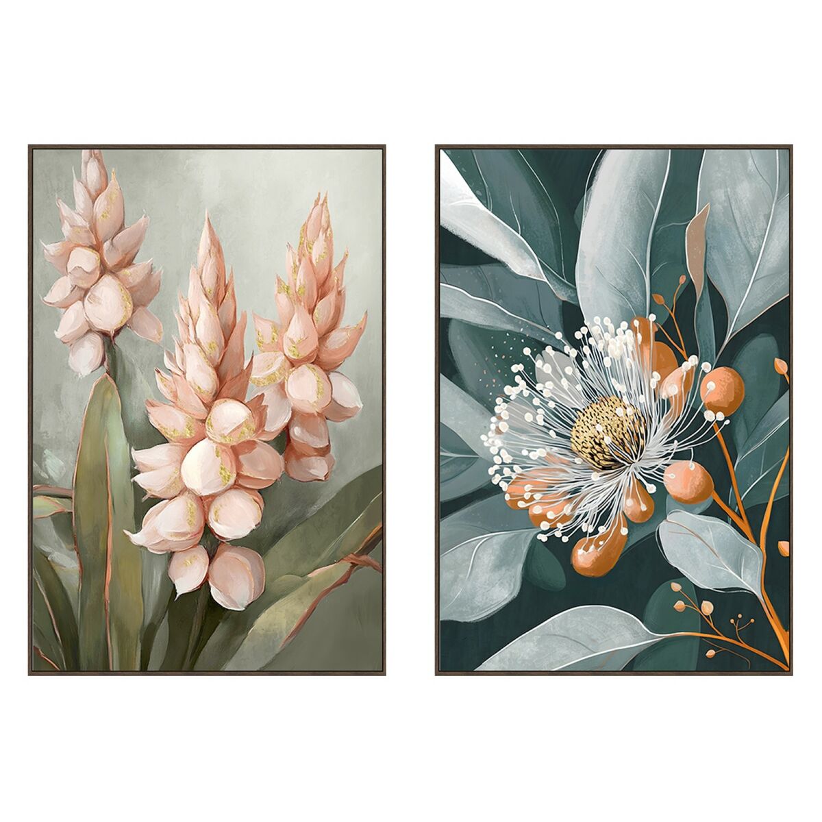 Tela Home Esprit Verde Arancio Rosa Grigio Scuro Fiore Shabby Chic (2 Unità)